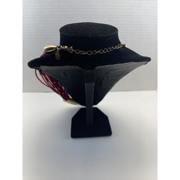 Vintage Charming Charlie Necklace Silver Tone Seed Bead Multi Strand Glass B#8 - Picture 4 of 8